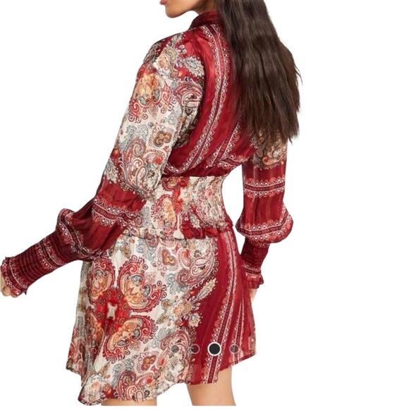 Aria Cove Printed Smocked Puff Sleeve Button Down Dress - Picture 7 of 12